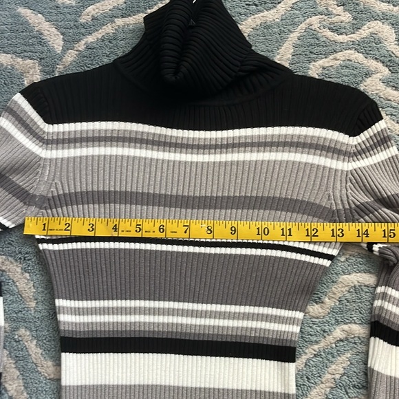 Venus Striped Knit Sweater Bodycon Dress Women’s Size S with Turtleneck - Picture 7 of 8